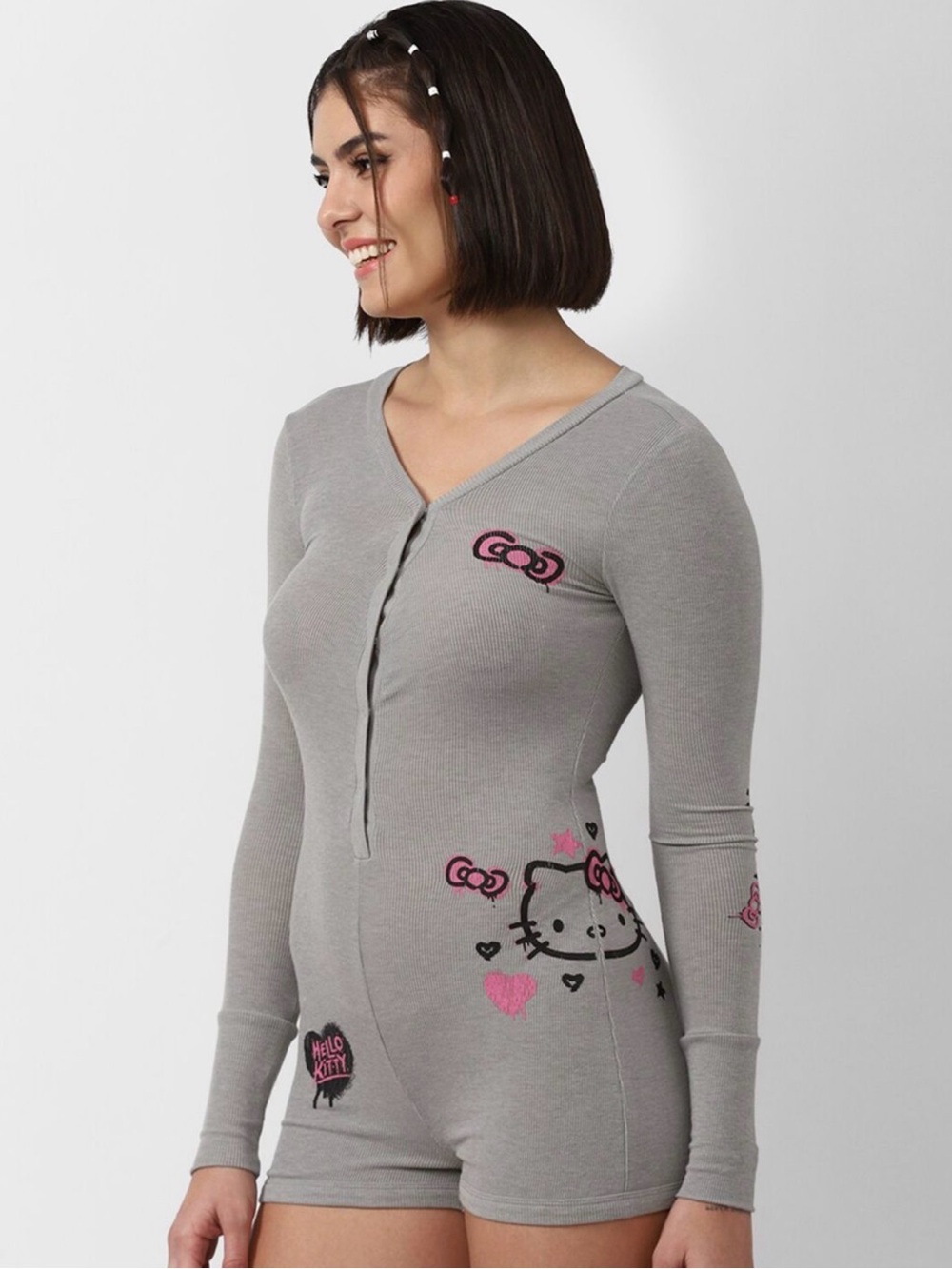 Forever 21 x Hello Kitty Long Sleeve Pajama Romper Size M